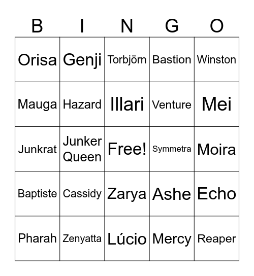 overwatch Bingo Card
