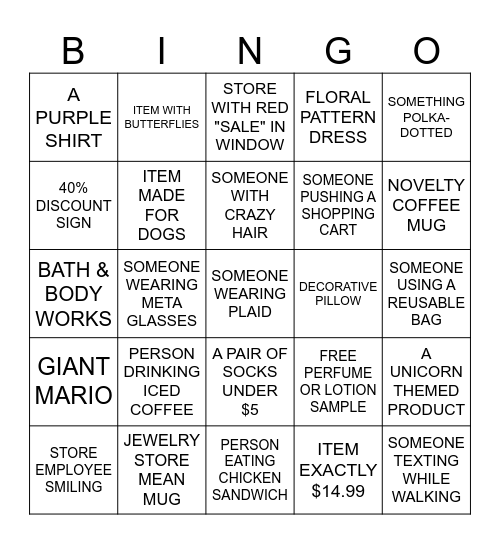 MALL BINGO 3 Bingo Card