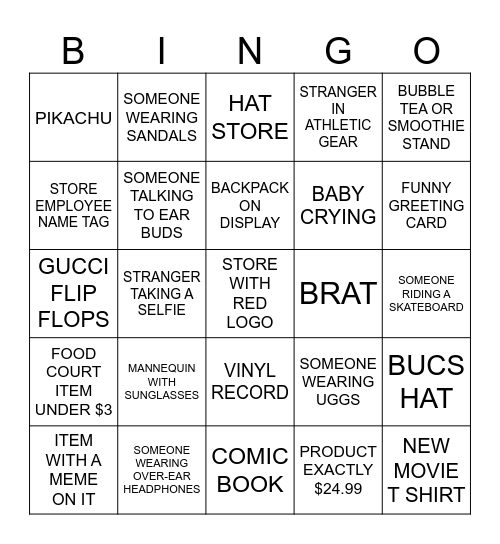 MALL BINGO 4 Bingo Card