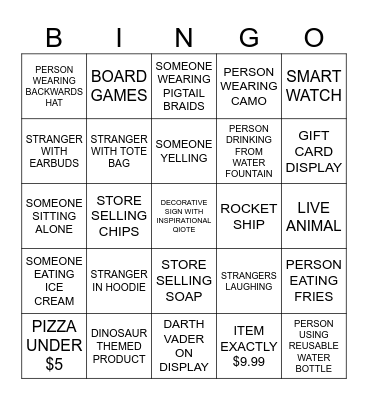 MALL BINGO - FINAL Bingo Card