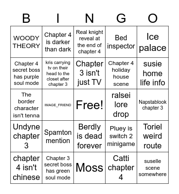 deltarune Bingo Card