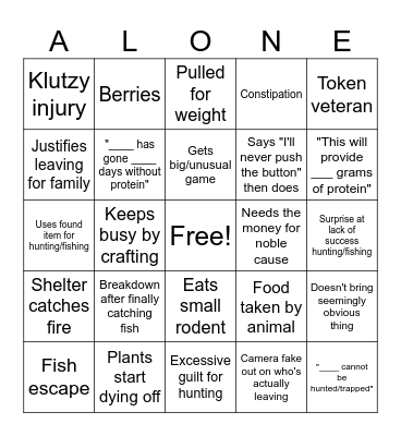 Alone bingo Card