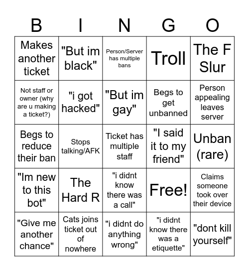 Appeal Bingo Card