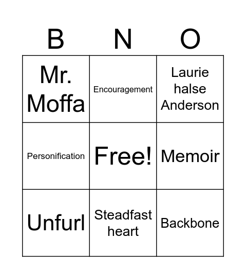 Reminder Bingo Card