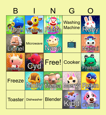 Animal Crossing Bingo Card