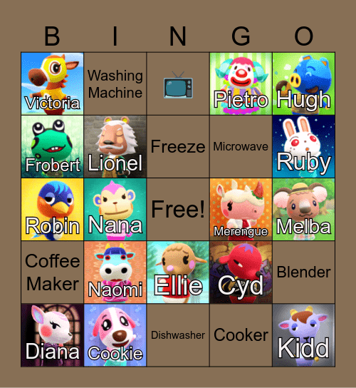 Animal Crossing Bingo Card