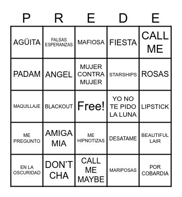 BINGO MUSICAL Bingo Card