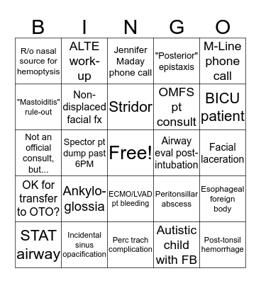 On-Call Bingo Card
