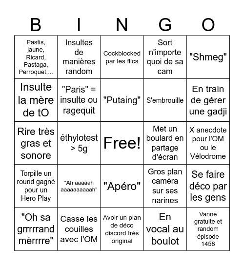 CQ's Bingo List Bingo Card