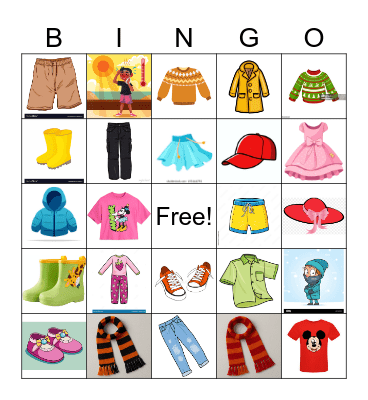 CLOTHES and WEATHER Bingo Card