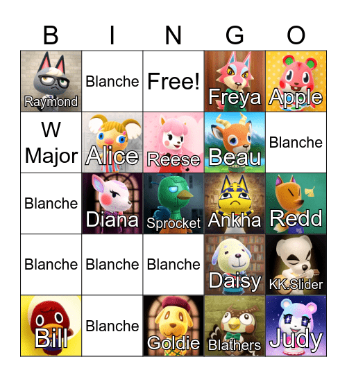 Animal Crossing Bingo Card