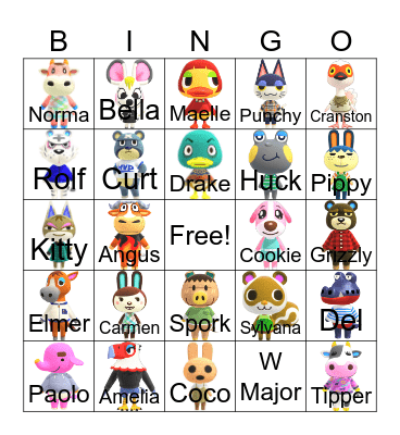 Animal Crossing Bingo Card