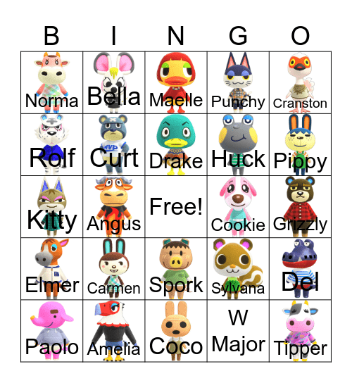 Animal Crossing Bingo Card