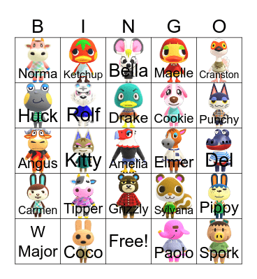 Animal Crossing Bingo Card