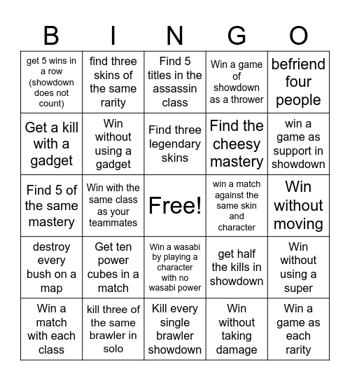 Brawl Stars Bingo Card