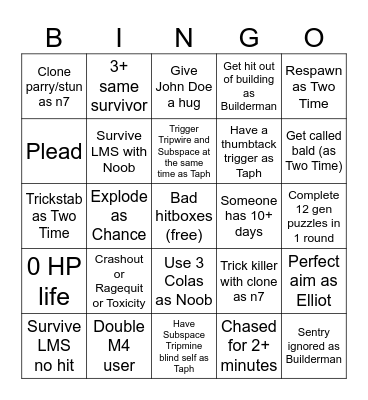 FORSAKEN BINGO Card