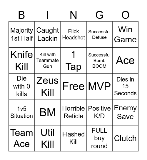 CS2 Bingo Card