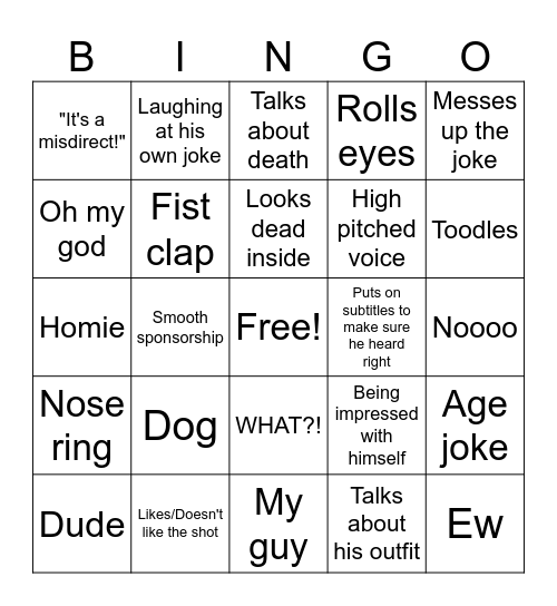 Movie Commentary Monday Bingo Card