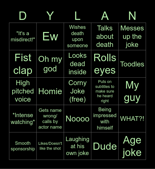 Movie Commentary Monday Bingo Card