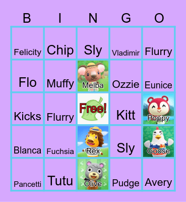Animal Crossing Bingo Card