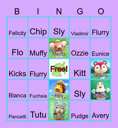 Animal Crossing Bingo Card