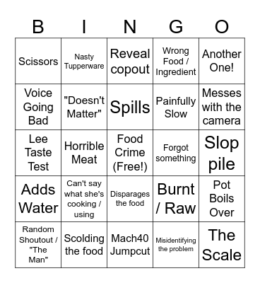 Kay's Cooking Bingo Card