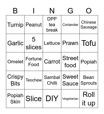 Bingo Popiah Bingo Card