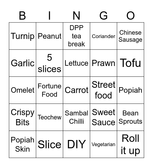 Bingo Popiah Bingo Card