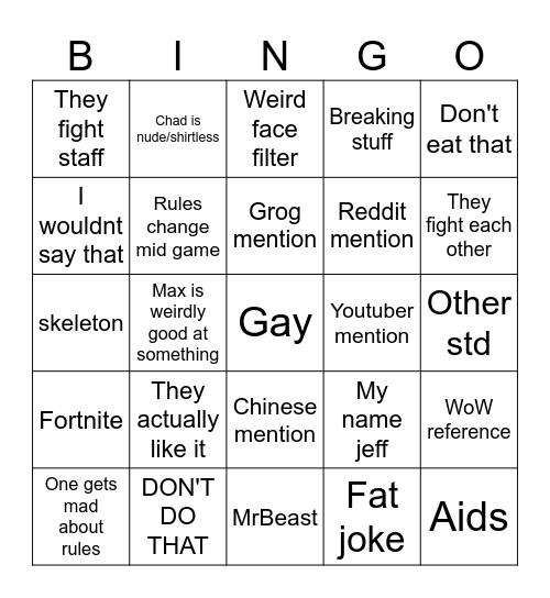 Cold Ones 2 Bingo Card