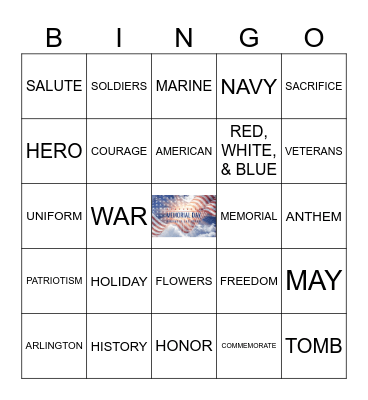 Memorial Day Bingo Card