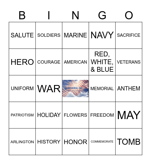 Memorial Day Bingo Card