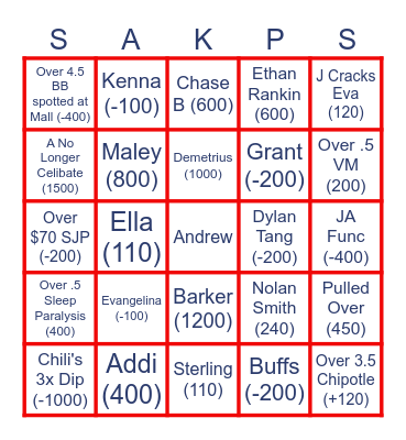 Montgomery Country Orgy Fest Bingo Card