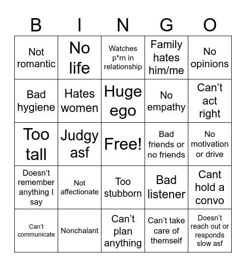 Red flag bingo Card