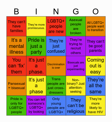 Myth Busters: Pride Power Bingo Card