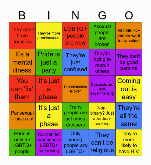 Myth Busters: Pride Power Bingo Card