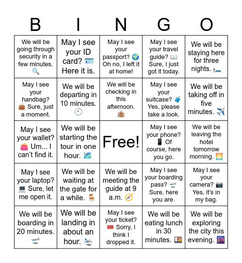 YBM B12 L1 Bingo Card