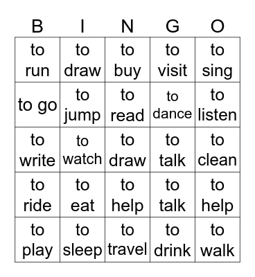 I want... Bingo Card