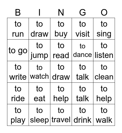I want... Bingo Card