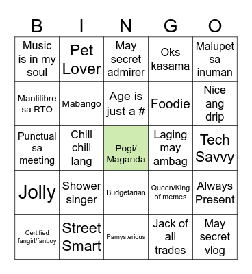 Kaw ba yan bro Bingo Card