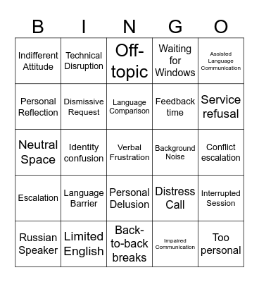 interpreters Bingo Card