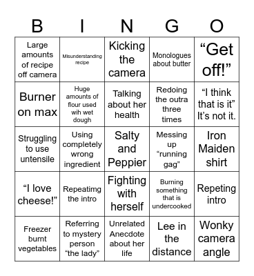 Kay’s Cooking Bingo Card