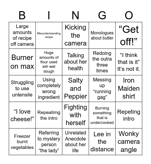 Kay’s Cooking Bingo Card