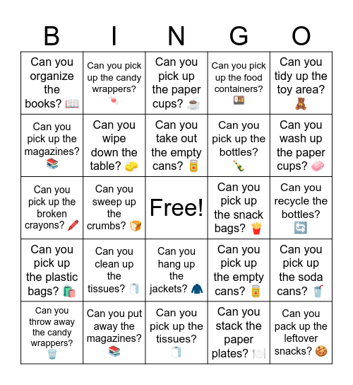 B12 U1 Can you pick up the empty cans? 🥫 Bingo Card