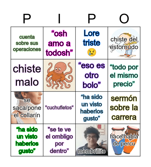 PIPO Bingo Card