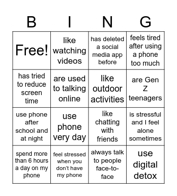 Find Someone who.. Bingo Card