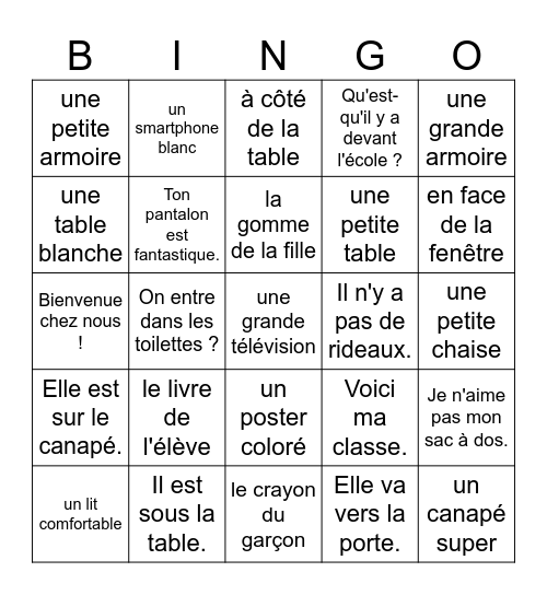 Kuvabingo Cadeau 3 1-5 Bingo Card