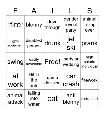 Fail Army Bingo Card