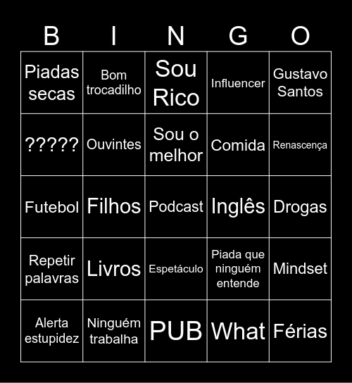 EXTREMAMENTE DESAGRADÁVEL Bingo Card