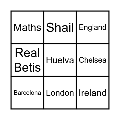Conor's Bingo Card