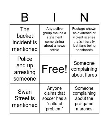 Grand final news bingo Card